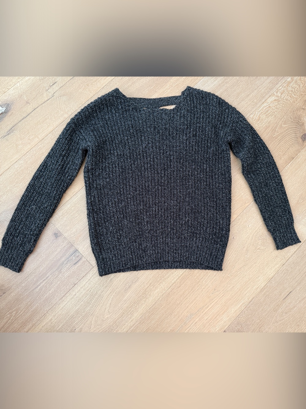 Sparkle & Fade Charcoal Ribbed Crewneck Sweater